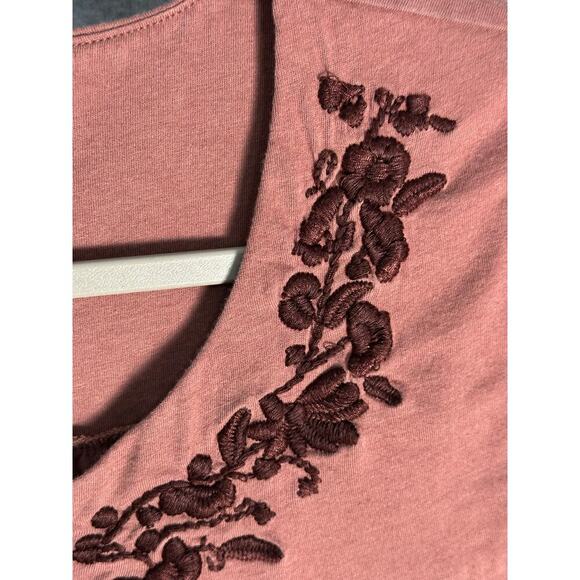 Garnet Hill Sz XS Folkloric Boho‎ Floral Embroidered Swing Top 3/4 Bishop Sleeve - Picture 8 of 10